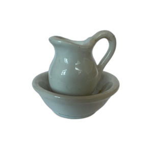 Vintage Dollhouse‎ Miniature White Pitcher and Basin Set Shackman 1:12 Scale